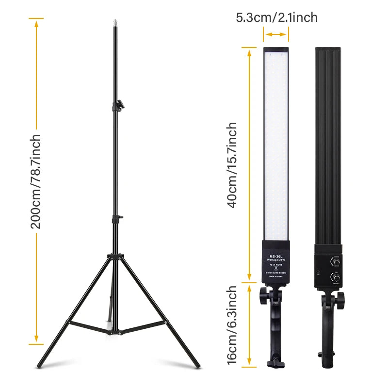 Photography Lighting Stick, LED Video Light Kit with Stand Dimmable Bi-color 3200-5500K for Live Streaming Portrait Vlog, 50W