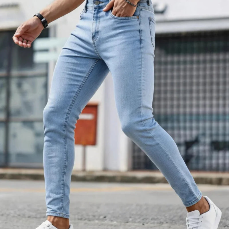 Men'S Slim-Fit Denim Long Pants - Basic Stretch Style | SAMAG