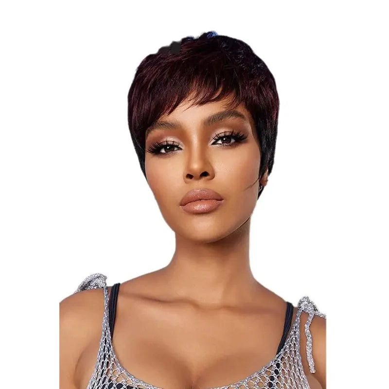 Short Wavy Layered Pixie Wig Human Hair Boy Cut Short Human Hair Wigs for Black Women Machine Made Brazilian Hair Wigs on Sale