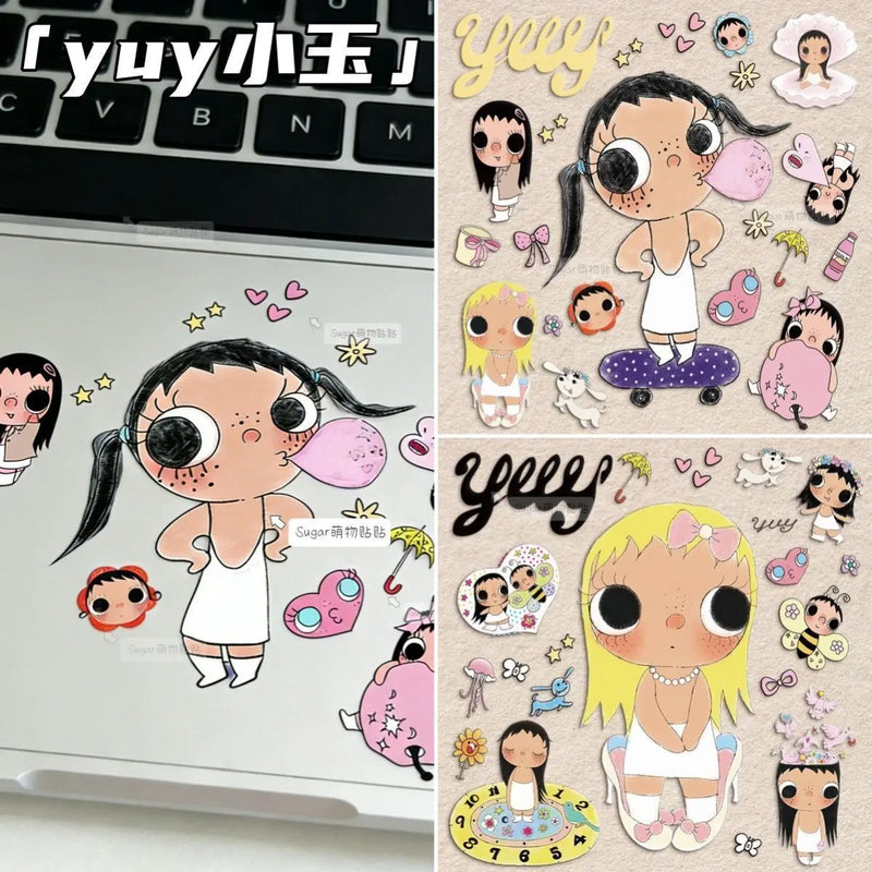 YuY Stickers INS-style Sticker Journal Sticker Cute Girl Stickers Cartoon Figure Laptop Phone Case Decal наклейки