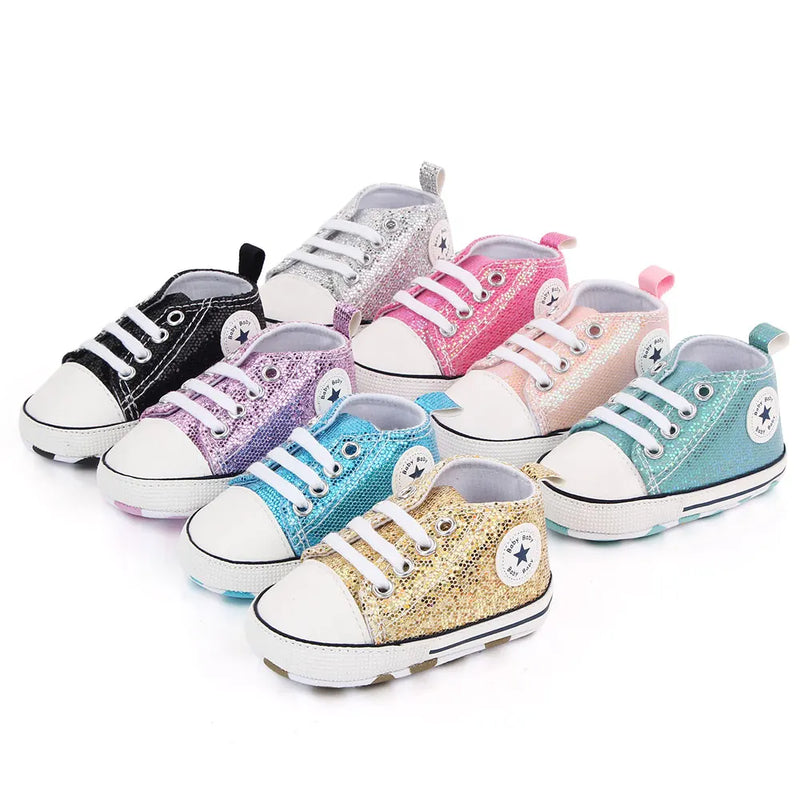 Baby Shoes High Quality Blingbling Canvas Sneaker Spring and Autumn Style Multiple Color Chioces 2024 New Baby Fashion D2479