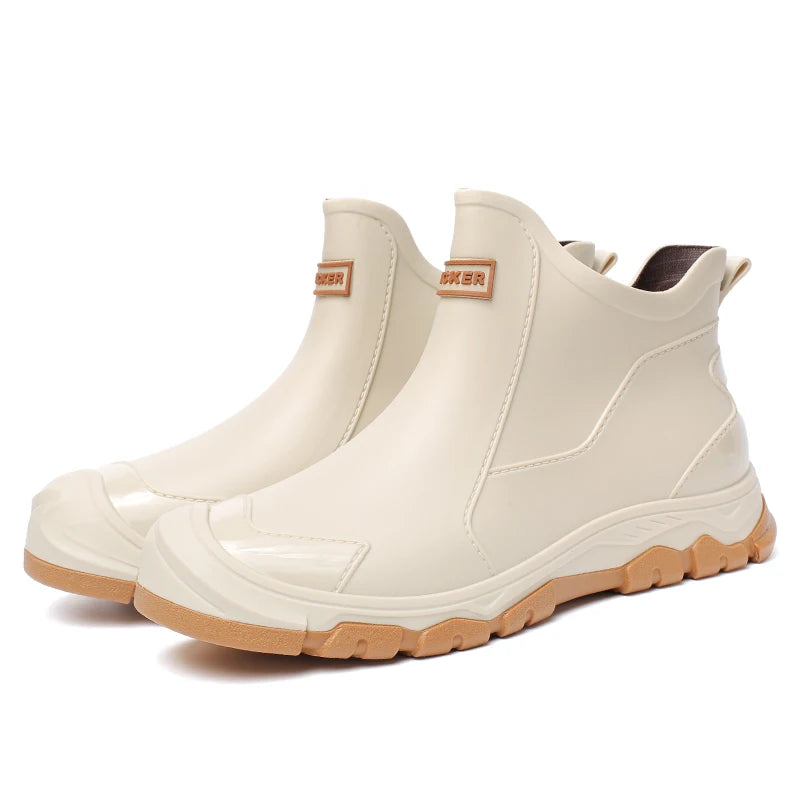 Men's Rain Boots Waterproof Boots Outdoor Non-slip Casual Ankle Boots Hiking Fishing Water Shoes Work Lightweight Rubber Boot