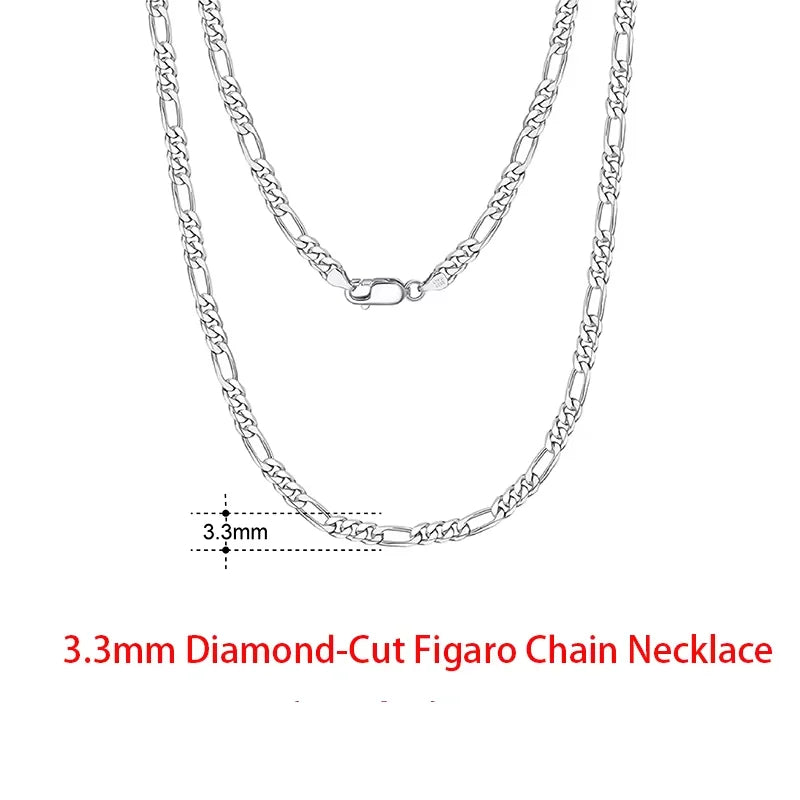 Rinntin 925 Sterling Silver Italian 2.6/3.7/5.0mm Flat Mariner Chain Necklace for Women Men Fashion Neck Chain Jewelry SC78