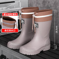 New Men's Style Rain Boots Fashion Mid-calf Waterproof Boots Work Warm Water Boots Wear-resistant Non-slip Fishing Rubber Shoes