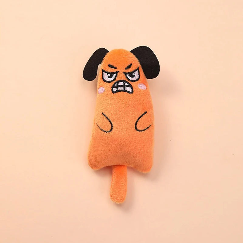 Cartoon cat and dog shaped toys, bite-resistant puppy plush dolls cat self-entertainment teeth grinding and cleaning interactiv