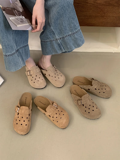 Women's Suede Clogs with Adjustable Strap Fashion Cork | SAMAG