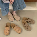 Women's Suede Clogs with Adjustable Strap Fashion Cork Footbed Genuine Leather Mules Outdoof New Slip on Potato Shoes