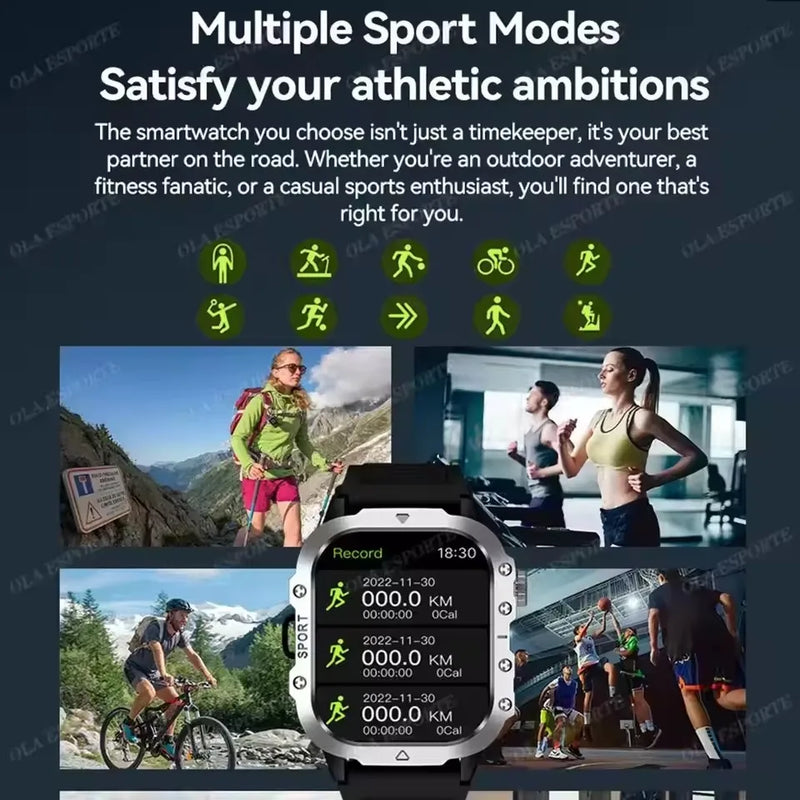 2026 New Rugged Military GPS Smart Watch Men Bluetooth Call Health Monitoring Sports 5ATM Waterproof Smartwatches Man Pk HW12