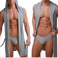 2026 Summer Men's Sexy Sleeveless Pajama Kimono Robe Fashion Loose Casual Hooded Bathrobes Cool Smooth Bath Robe Male Sleep Gown