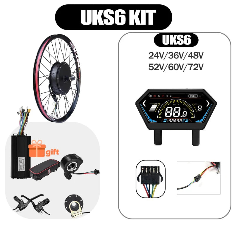 48V52V 2000W Electric bike Conversion Kit Brushless Gearless Rear hub Motor Wheel 20-29inch 700C MTX39 Rim for E Bike Kit