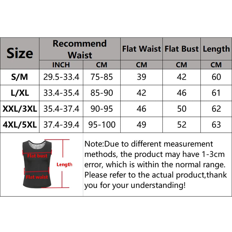 Men Sauna Sweat Vest Shapewear Hot Thermal Burning Fat Tops Waist Trainer Slimming Workout Weight Loss Body Shaper Exercise Suit