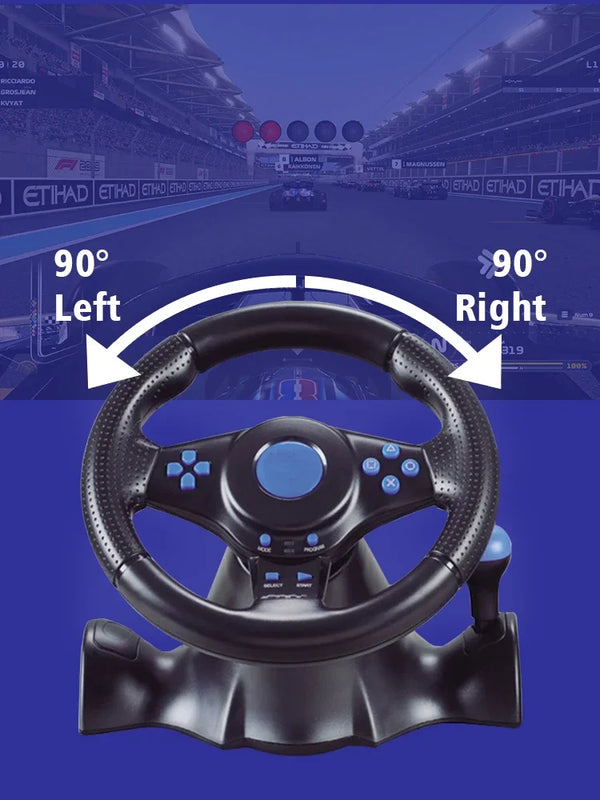 DATA FROG Racing Steering Wheel Vibration Controller Sim Racing Wheel with Pedals for PC Gaming Console Universal Gamepad