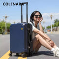 COLENARA Cabin Suitcase Men's Business Boarding Box Women's Aluminum Frame Trolley Case 20"22"24"26 Inch Large Capacity Luggage