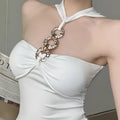 Fashion Sexy One Piece With Chest Pad Slim Versatile Camis Women's 2026 Summer New Chain Halter Tank Top
