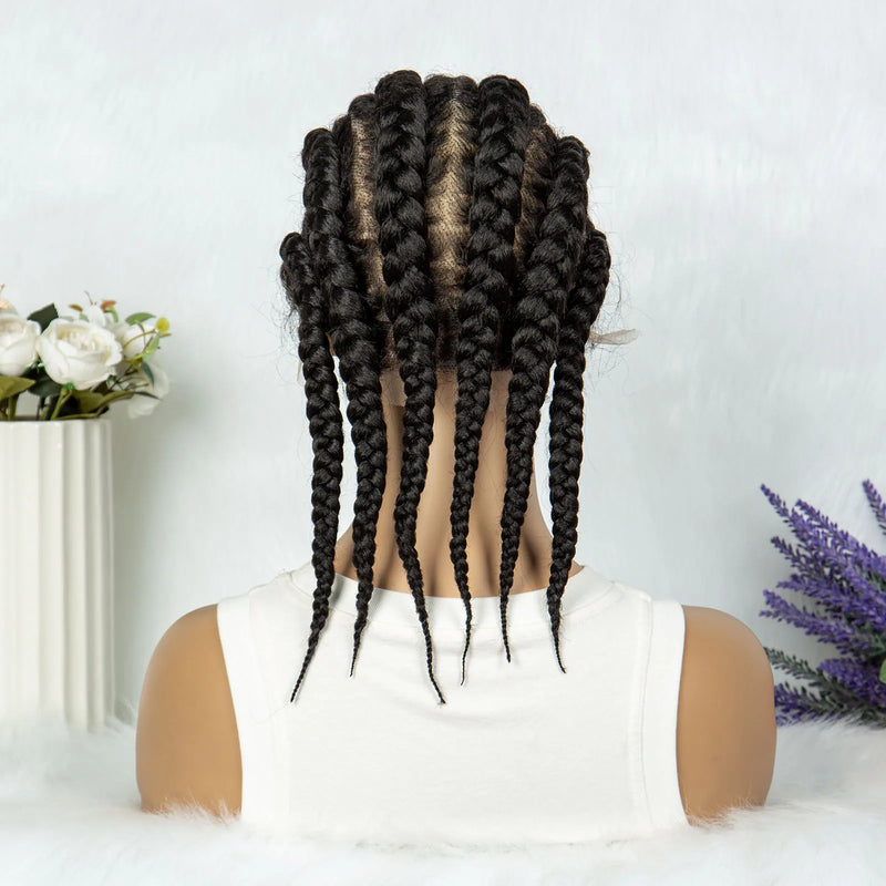 14Inch Synthetic Full Lace Braided Wigs Cornrow Braids with Baby Hair Lace Frontal Handmade Twisted Braids Wigs for Black Women