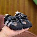 Spring and Autumn Baby Shoes, Color-Blocked Striped Velcro Baby Shoes, Soft-Soled Newborn Walking Shoes, 0-12 Months, Boys and Girls Shoes