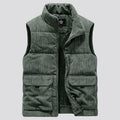 6XL Men's Corduroy Vest Zip Up Fleece Lined Sleeveless Jacket Male Thick Autumn Warm Winter Casual Outside Work Brown Waistcoat