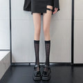Lace Flower Print Long Socks Lingerie Sexy Floral Mesh High Knee Sock Women Summer Thin Transparent Lolita Kawaii Calf Stockings
