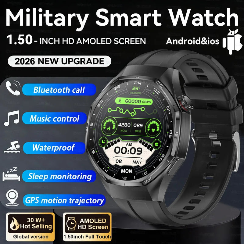 NEW GPS Outdoor fitness NFC Smart Watch 1.5 Inch AMOLED Screen Bluetooth Call IP67 Waterproof Man Smart Watches For Man 2026