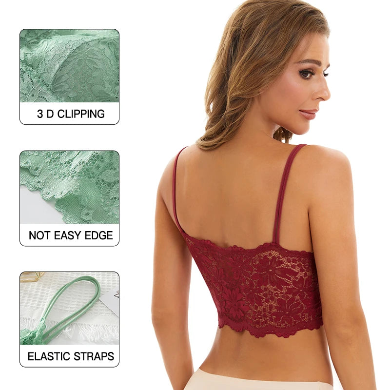 Women's Lace Bras Top Comfortable Bralette Solid Color - Visuel 3 | SAMAG