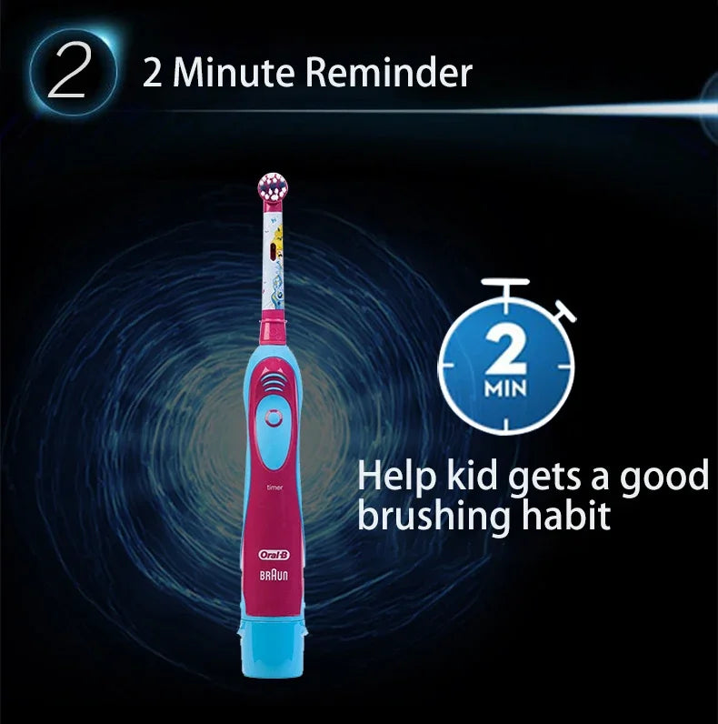 Oral B DB5510K Electric Toothbrush Children Rotary Teeth Brush Soft Bristles 2Min Timer Waterproof Battery Powered For 3-12 Ages