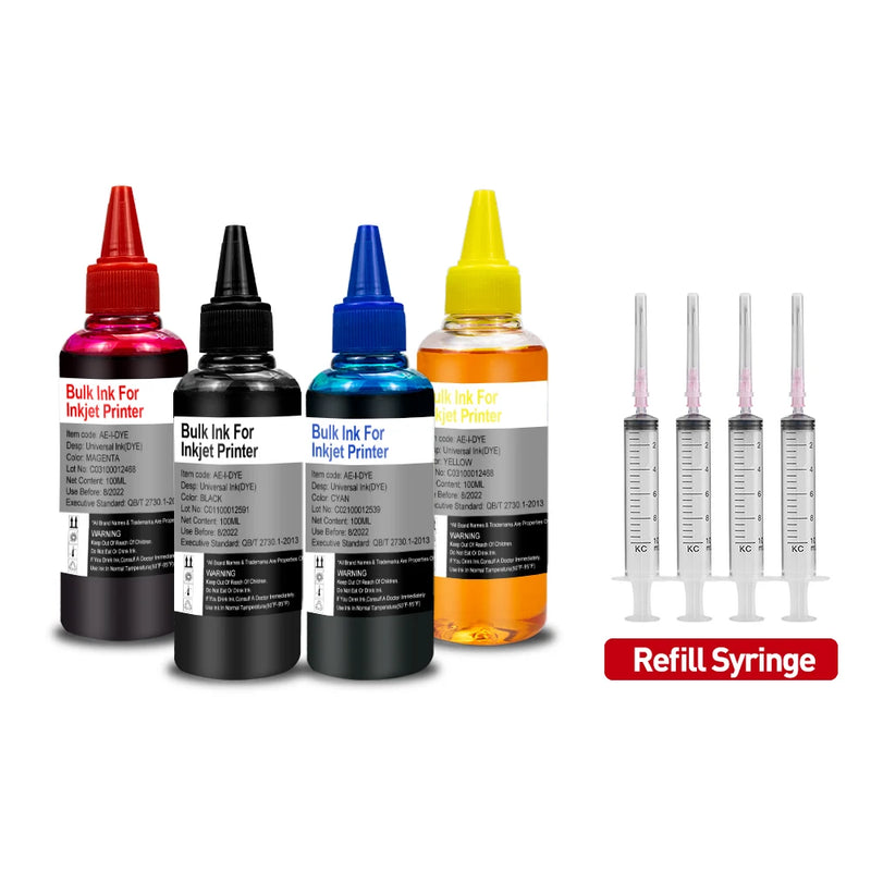 Printer Refill Dye Ink Kit for HP 305 303 302 Ink Cartridges CISS Compatible for HP Canon Epson OfficeJet Deskjet Printers
