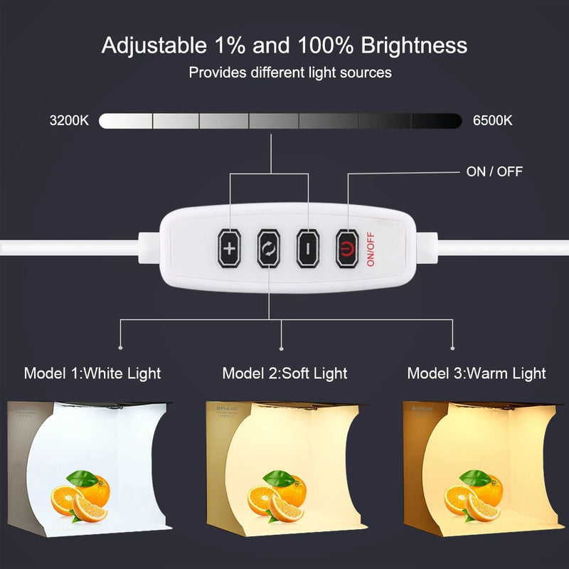 23cm Ring LED Panel Folding Portable Light Photo Lighting Mini Studio Shooting Tent Box Kit with 6 Colors Backdrops Photo Box