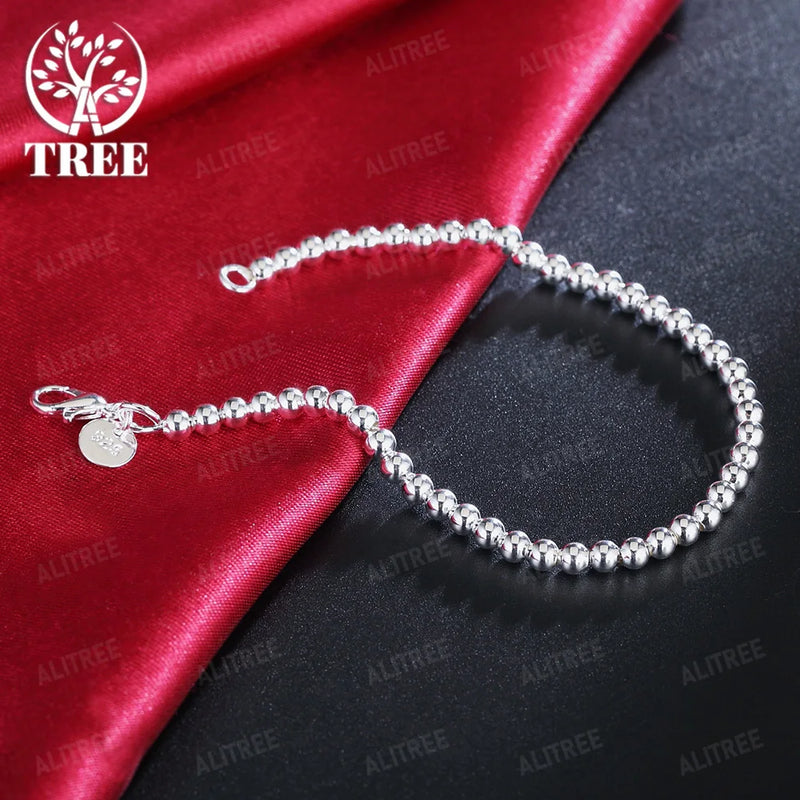 Christmas gifts charm 925 Sterling Bracelet 4MM beads chain 16-23cm for woman Popular brands jewelry fashion Wedding party