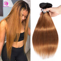 1B/30 Ombre Bone Straight Human Hair Bundles Brazilian Remy Human Hair Weave Extensions 2 Tone Brown Colored Bundles Human Hair