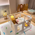 Clear Acrylic Dog Crate Playpen Easy Assemble Transparent Pet Pen Heavy-duty Plastic Puppy Fence with Wheels for Bunny Cat
