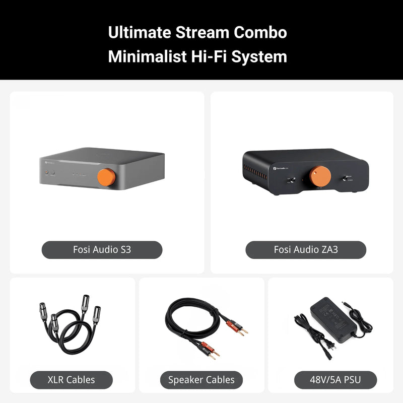 Fosi Audio S3 HiFi Music Streamer Bluetooth 5.3 AKM4493SEQ DAC Preamp Network music Player Compatible with AirPlay2, Google Cast