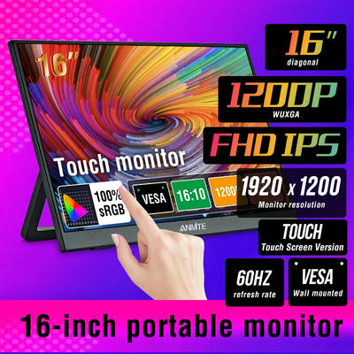 Anmite 14/16-Inch Portable Touch Monitor 1200P HDR 16:10 | SAMAG