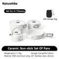 Naturehike Camping Cookware Non-Stick Set Of Pots Outdoor Portable Tableware Kettle Frying Pan Cookset Kitchen Utensils