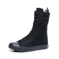 Boots Women Sneakers Canvas Casual High Top Shoes Long Boot Lace-Up Zipper Comfortable Flat Boot Sneakers Tenis Feminino
