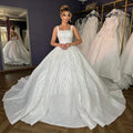 Customized Square Neck Thick Strap Sparkly Ball Gown | SAMAG