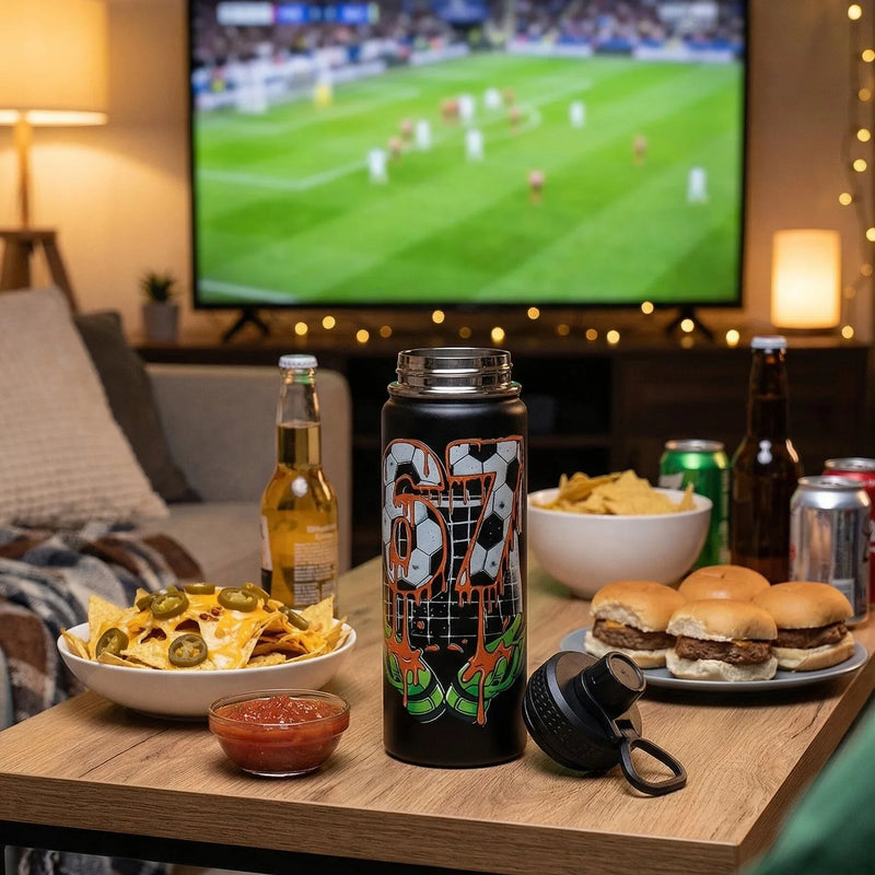 18oz Football Thermos Water Bottle Stainless Steel Insulated Cup Keeps Cold and Heat Thermal Mug Travel Vacuum Flasks