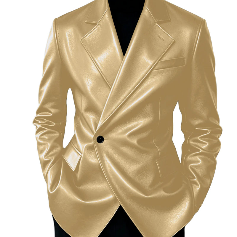 Men's Leather Blazer Slim Fit Faux Suit Jacket Formal - View 23 | SAMAG