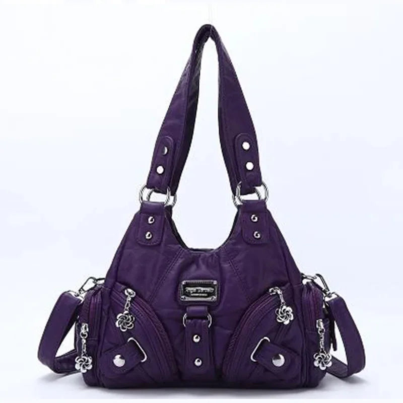 Angelkiss Women Handbags Rose Soft Tote Bag Small Top-handle Purse Fashion Satchel Multi-Pockets Shoulder Bag Hobos Phone Pack