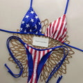 Vintage American Flag Print Bikini Set Halter String | SAMAG