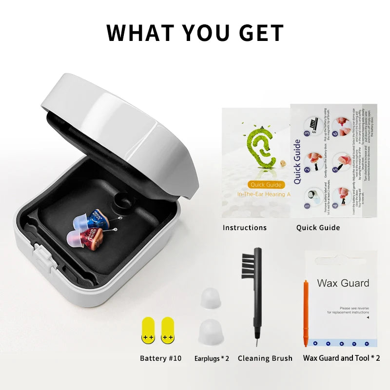 Hearing Aid Invisible Adjustable Wireless Hearing Aids Mini CIC Left/Right Ear Sound Amplifier For Adults Elderly Severe Loss