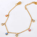 Lokaer Vintage Enamel Blue Eye Charm Bracelets for Women Stainless Steel Cubic Zirconia Chain Bracelet Waterproof Jewelry B24110