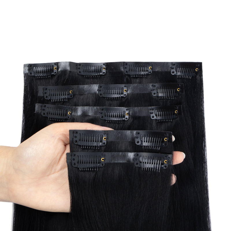 Clip in Hair Extensions 100% Real Human Hair, 12-24Inch 100-120g Clip in Extensions for Women, Invisible Straight Hair