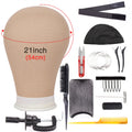 Alileader Training Mannequin Head Canvas Block Head Display Styling Mannequin Manikin Head Wig Stand Free Get T Needle Holder