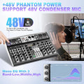 KDES KP8 Audio Mixer 8 Channel 99 DSP Effect Record PC 48V Phantom Power USB Sound Mixers Bluetooth DJ Console Mixing for Karaok