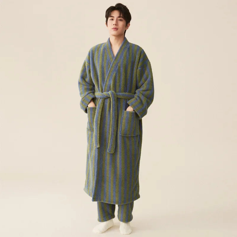 Thickened Flannel Robe Pants Pajamas Set Autumn Winter | SAMAG