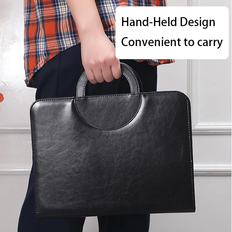 Leather Portfolio Professional Business Padfolio-  Notefolio Premium  Organizer with Card Holder, Writing Pad and File Folders