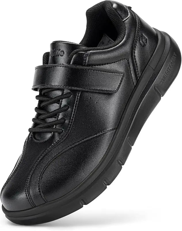 FitVille Men's Wide Walking Shoes Casual Comfortable Leather Oxford Shoes Lightweight Arch Support Non‑Slip Business Sneakers