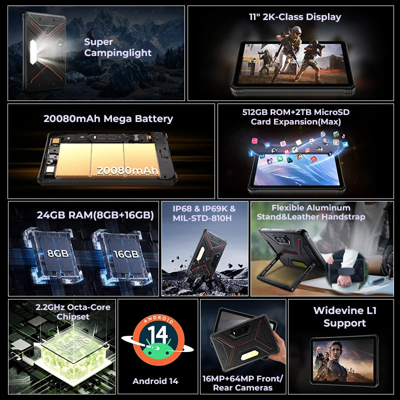 HOTWAV R9 Plus 11'' 2K FHD+ Large Display Rugged Tablet - View 2 | SAMAG