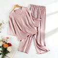 20MM 100% Natural Mulberry Silk Satin Pajama Set Solid Color V-neck Three-quarter Sleeve Tops Pants Women's Home Suit Set