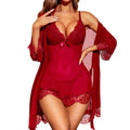 Women Sexy Lace Pajama Set Nightgown And Robe with Thong | SAMAG